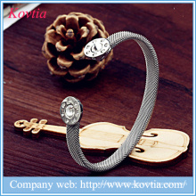 Novos produtos pulseira de malha bracelete de aço titanium bracelete snap pulseira de abertura do botão
